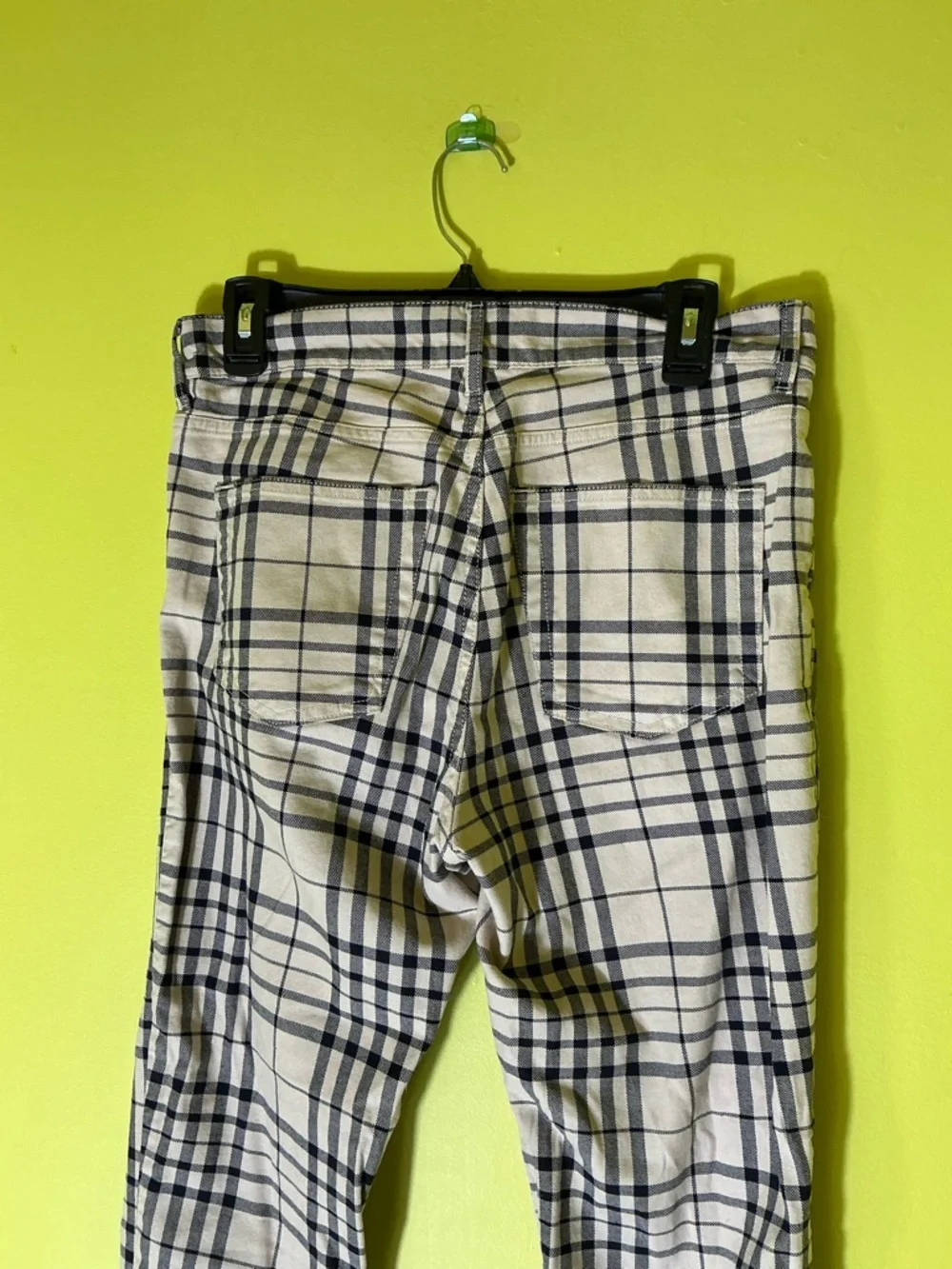 H&M Cream and Navy Plaid Skinny Jeans